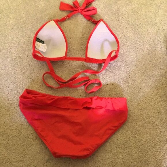 Ralph Lauren Red Bikini Swimsuit Top & Bottom - Picture 4 of 6